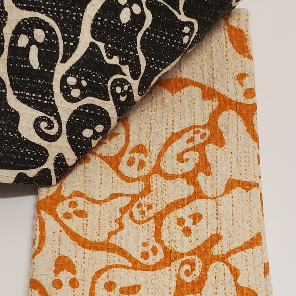 Cynthia Rowley Curious Halloween Ghost Set of 3 Kitchen Towels 100% Cotton NEW - Picture 3 of 7